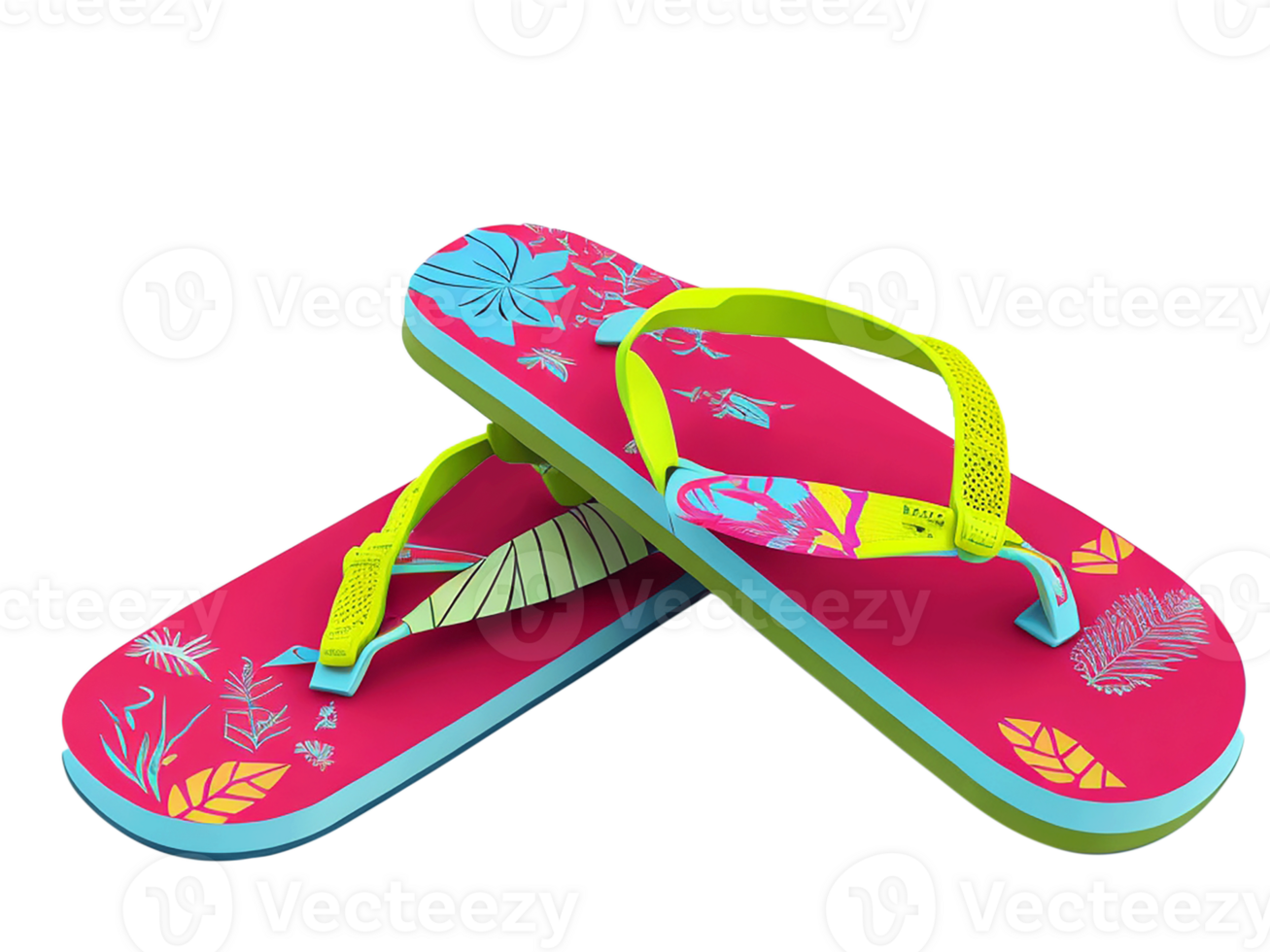 Sommer- einzigartig 3d Flip Flops png ai generativ