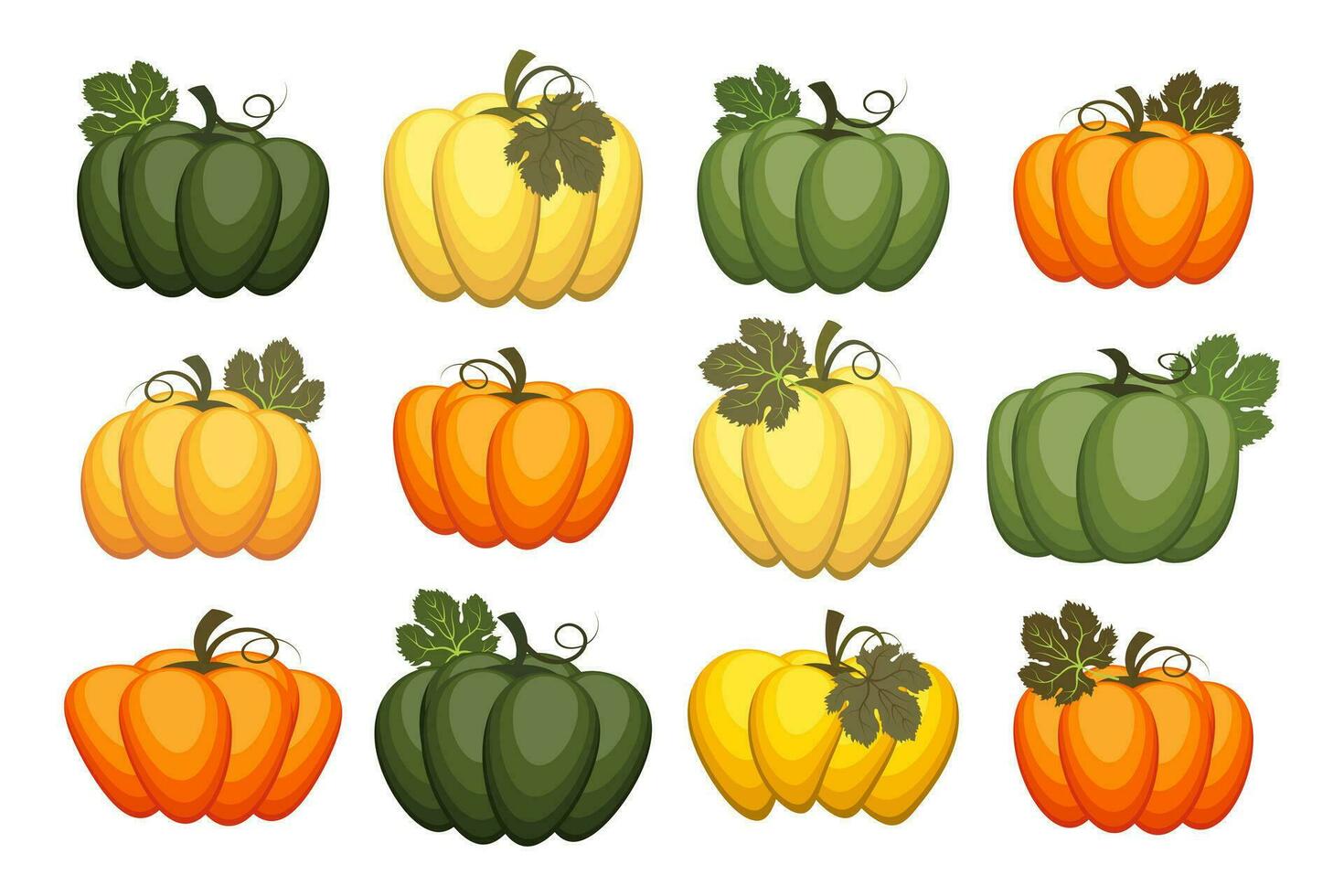 conjunto de otoño calabazas ilustración, iconos, plantillas, vector