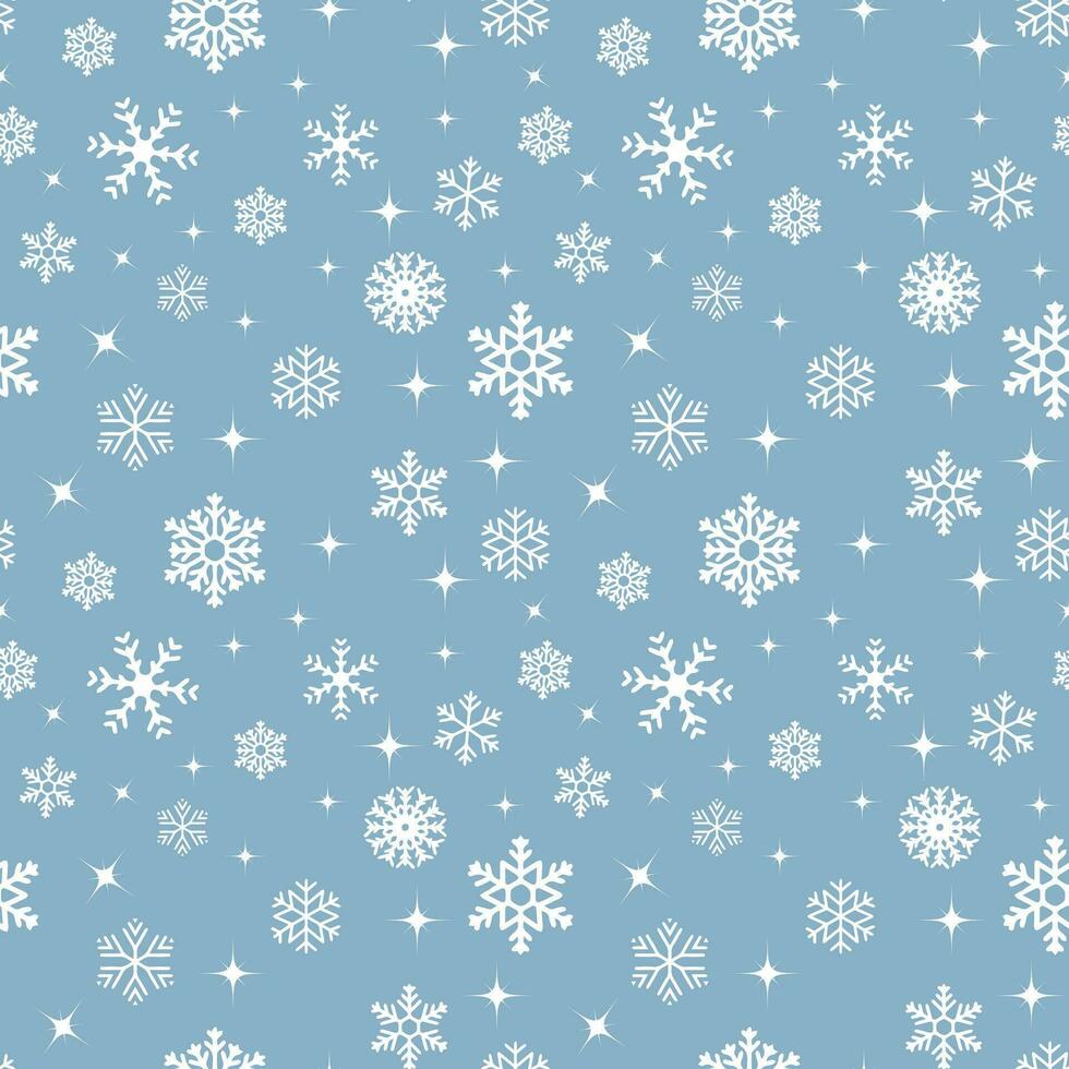 sin costura patrón, blanco copos de nieve en un azul antecedentes. imprimir, Navidad fondo, textil, vector