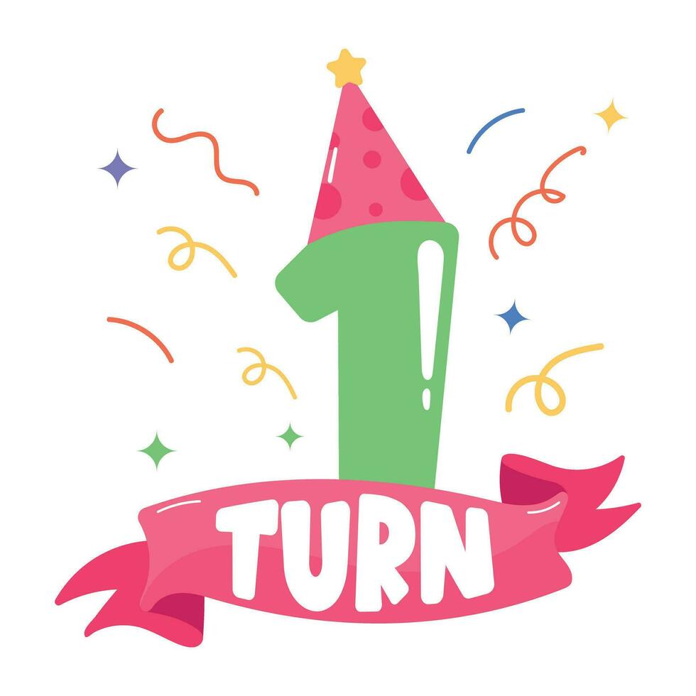 Trendy Turn One vector