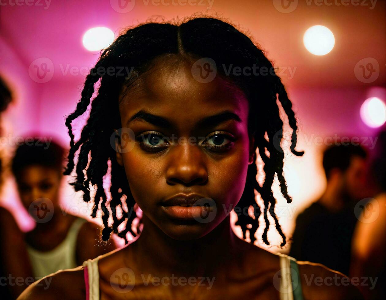 photo of rage angry black teenage college girl fighting the other with wound on face, generative AI