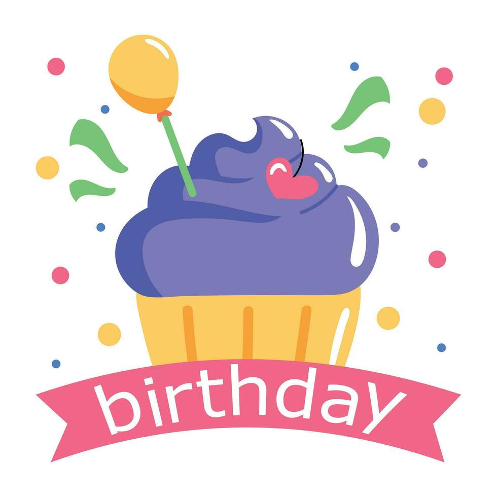 Trendy Birthday Cupcake vector