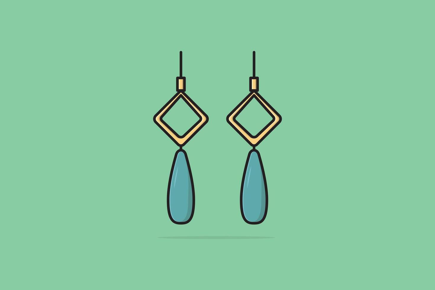 Stylish blue and yellow color earrings jewelry vector illustration. Beauty fashion objects icon concept. Women earrings in unique style vector design. Earring with gemstone.