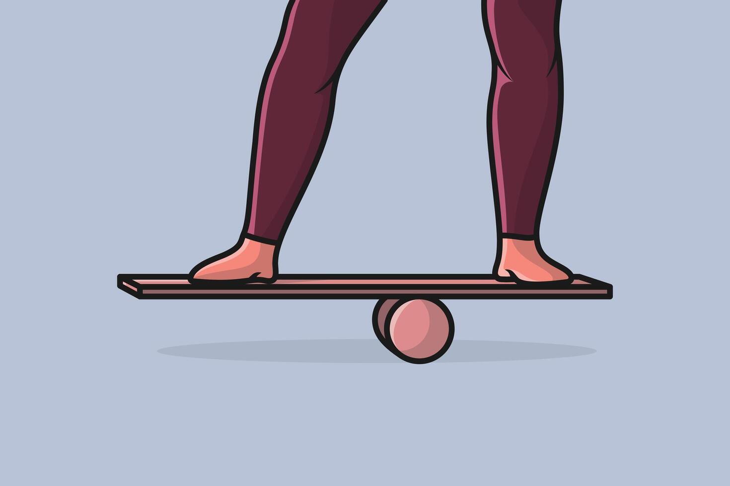 Man doing exercise on wooden balance board vector illustration. People sport activity icon concept. Healthy lifestyle fitness activity.