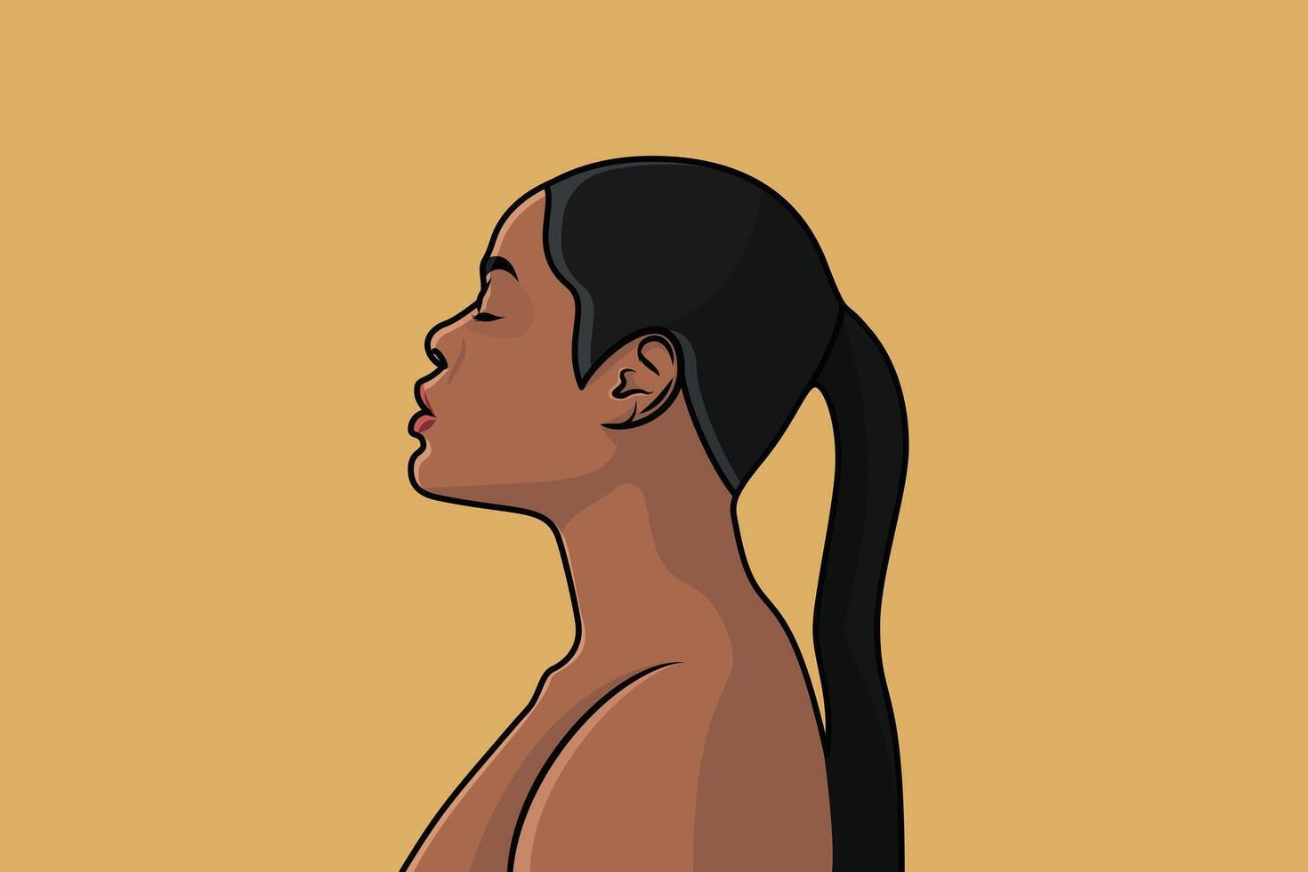 Beautiful African woman vector illustration. Female portrait. Black beauty concept. Vector illustration of black woman. Great for avatars.