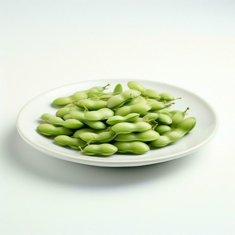 AI generative 3D design of broad beans, in white background photo