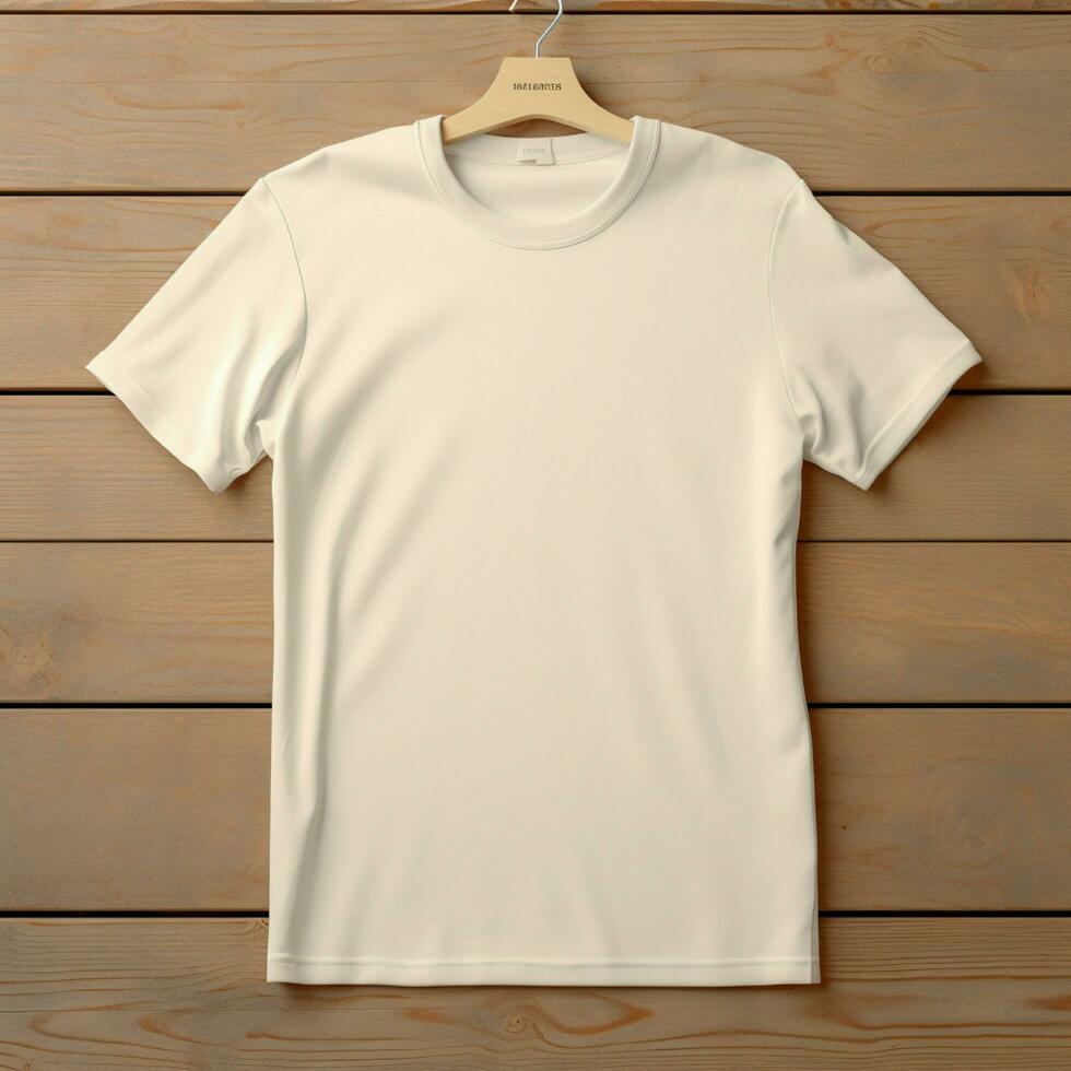 AI generative of a blank t-shirt in cream color in high quality, perfect to create a mockup preview photo