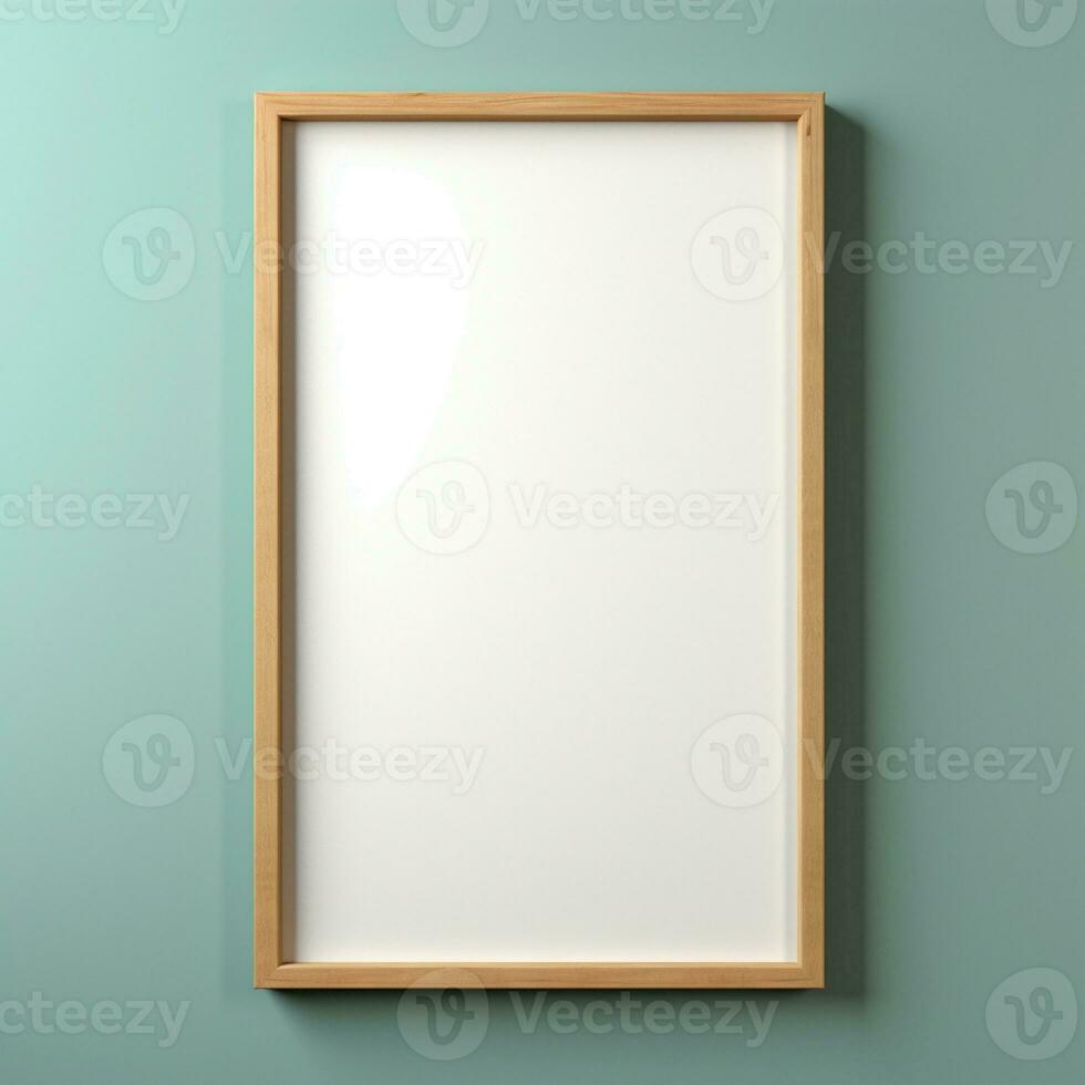 AI Generative Real photo of blank wood frame hung on the walls