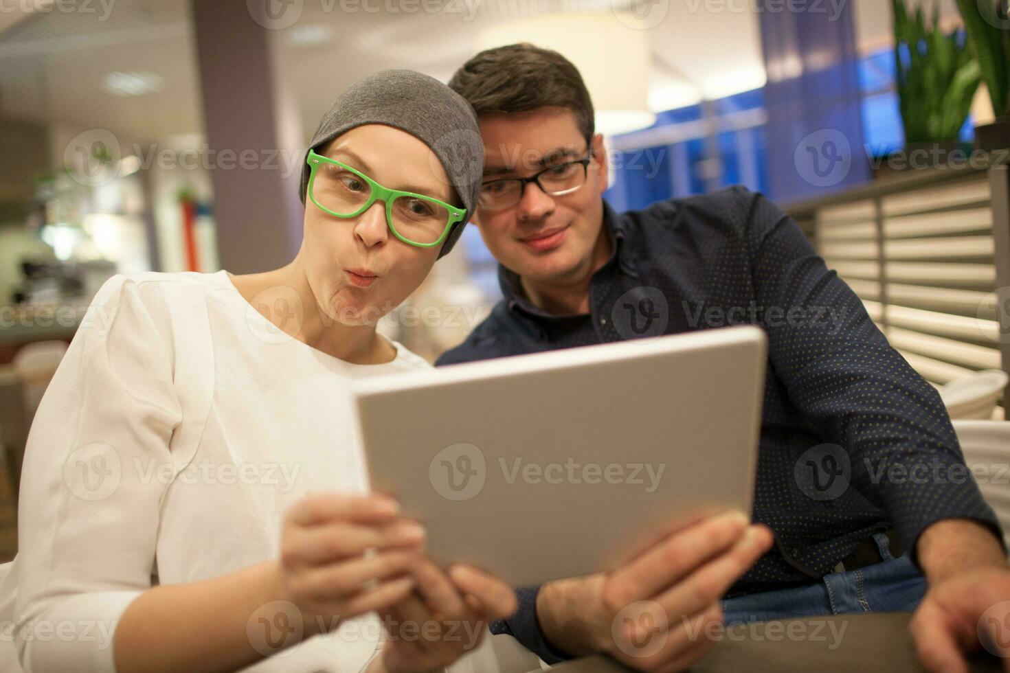 Man and woman wriggle while making selfie photo