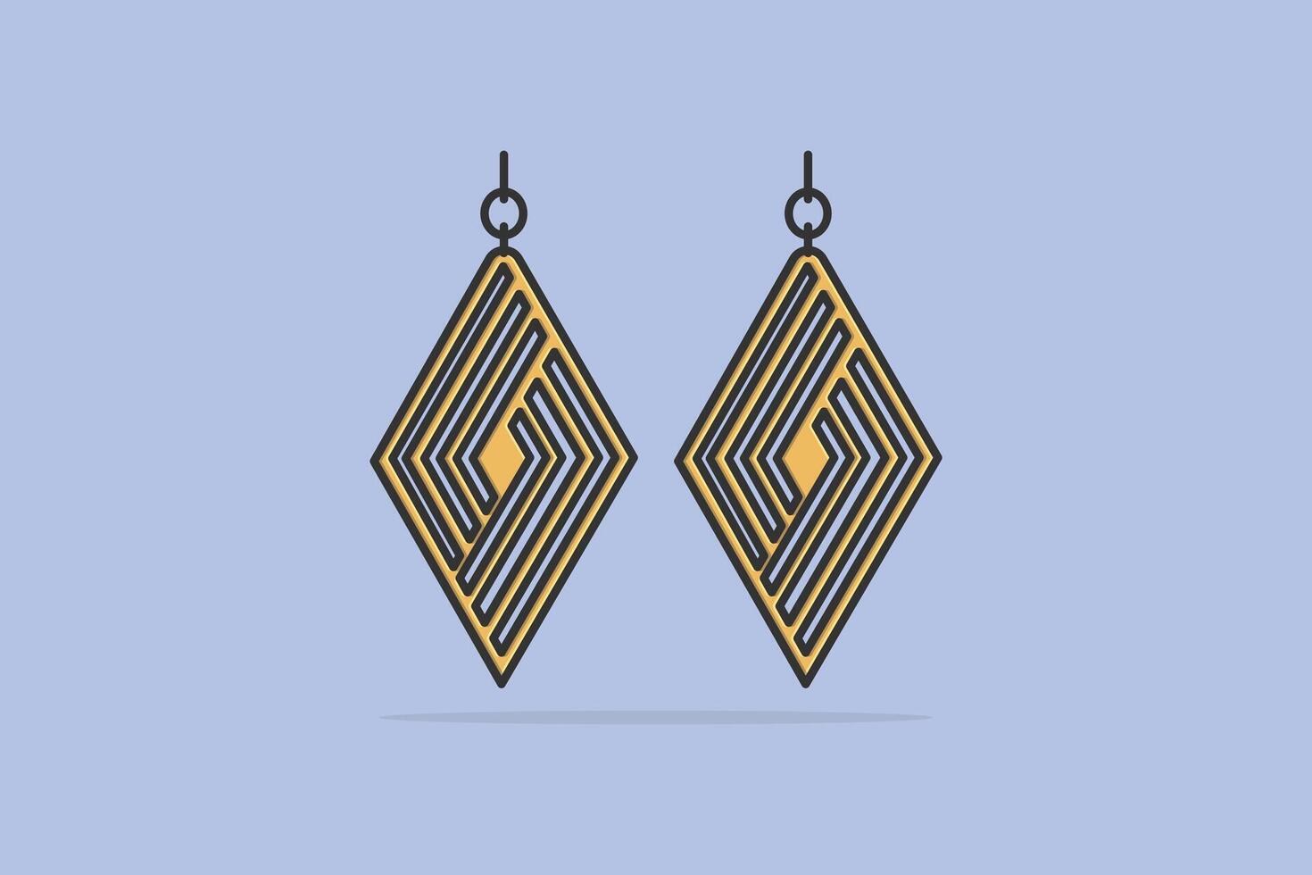 Women stylish jewelry earrings vector illustration. Beauty fashion objects icon concept. Square box shape women earrings jewelry vector illustration.