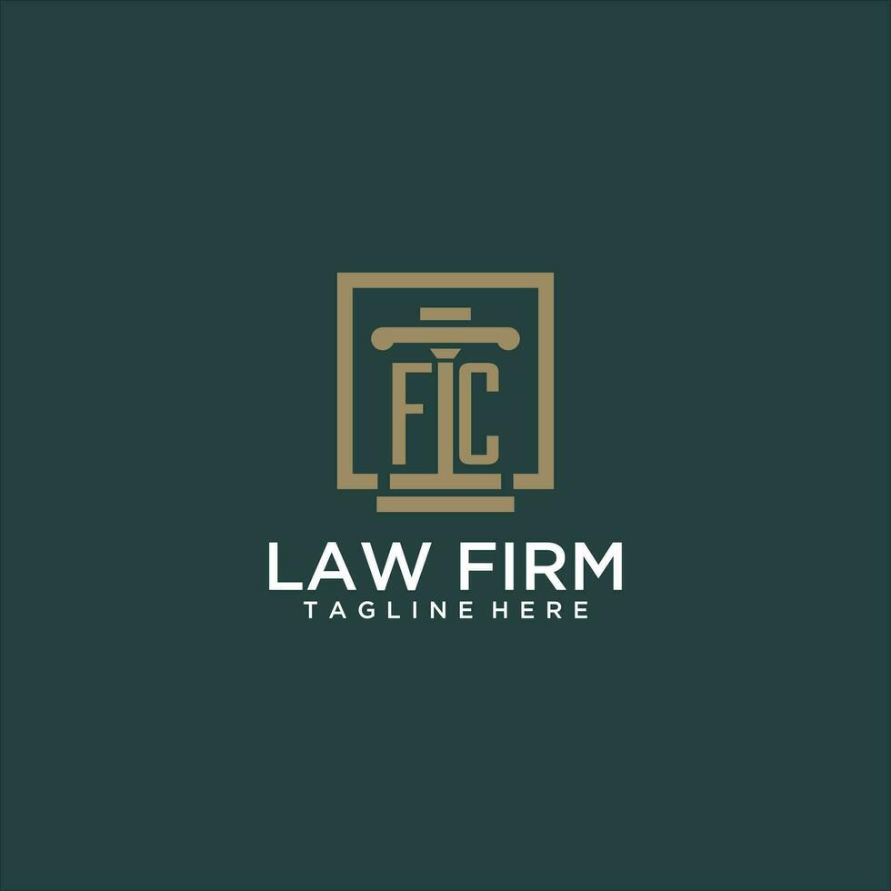 FC initial monogram logo for lawfirm with pillar design in creative square vector