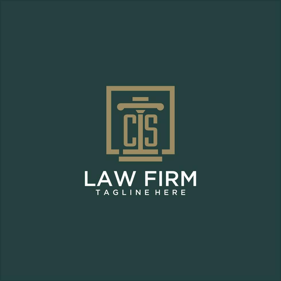 CS initial monogram logo for lawfirm with pillar design in creative square vector