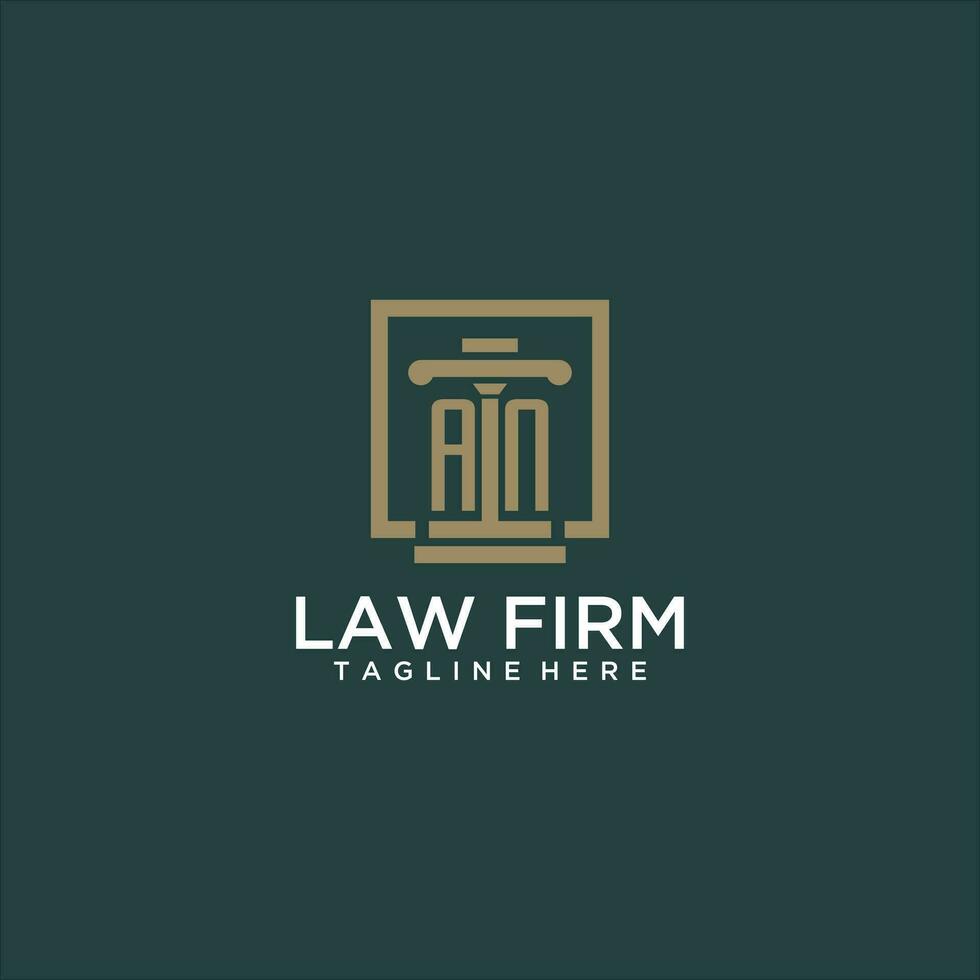 AN initial monogram logo for lawfirm with pillar design in creative square vector