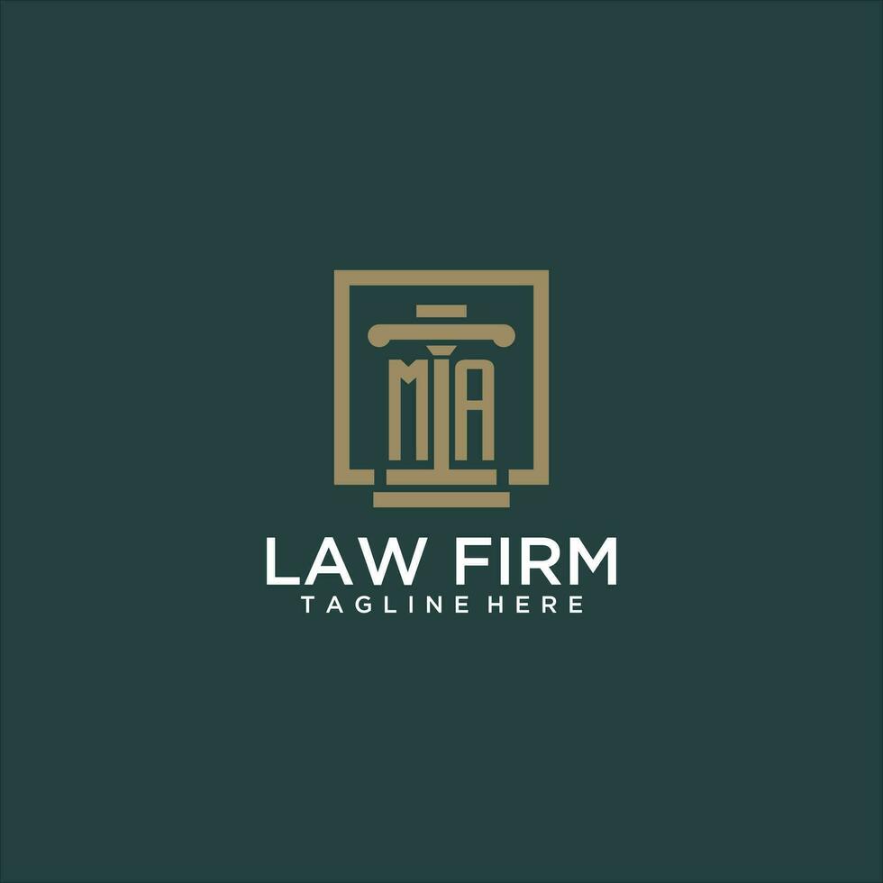 MA initial monogram logo for lawfirm with pillar design in creative square vector