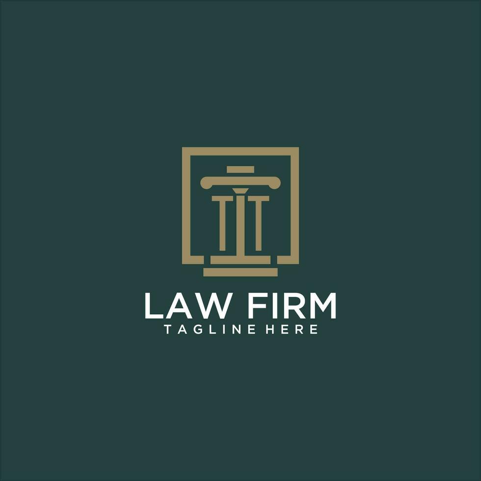 TT initial monogram logo for lawfirm with pillar design in creative square vector