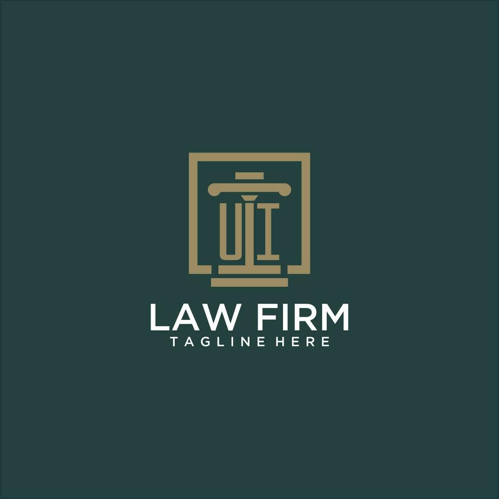 UI initial monogram logo for lawfirm with pillar design in creative square vector