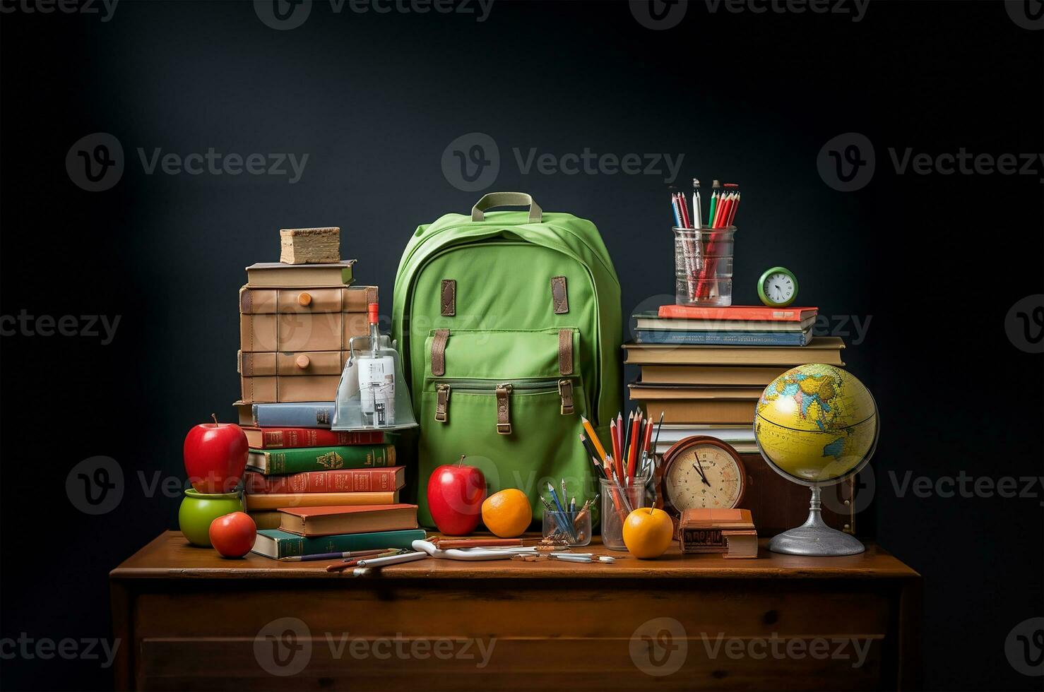 assortment of classic school essentials. AI Generated photo