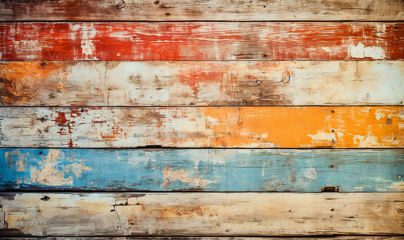 texture of vintage wood boards with cracked paint. AI Generated photo
