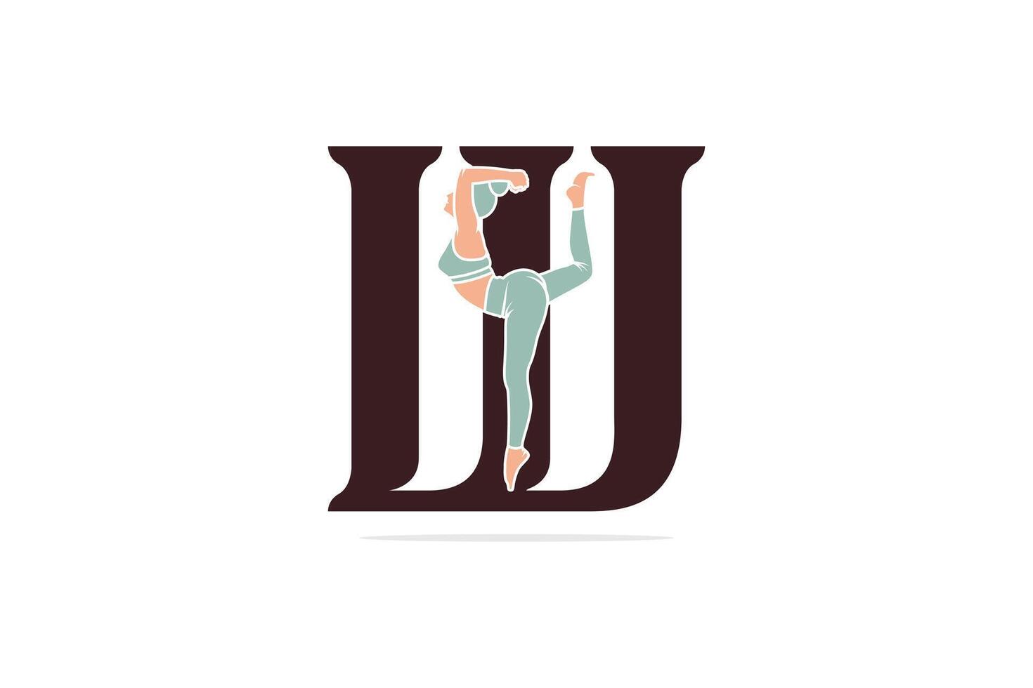 Deportes yoga mujer en letra w vector diseño. alfabeto letra icono concepto. Deportes joven mujer haciendo yoga ejercicios con letra w logo diseño.
