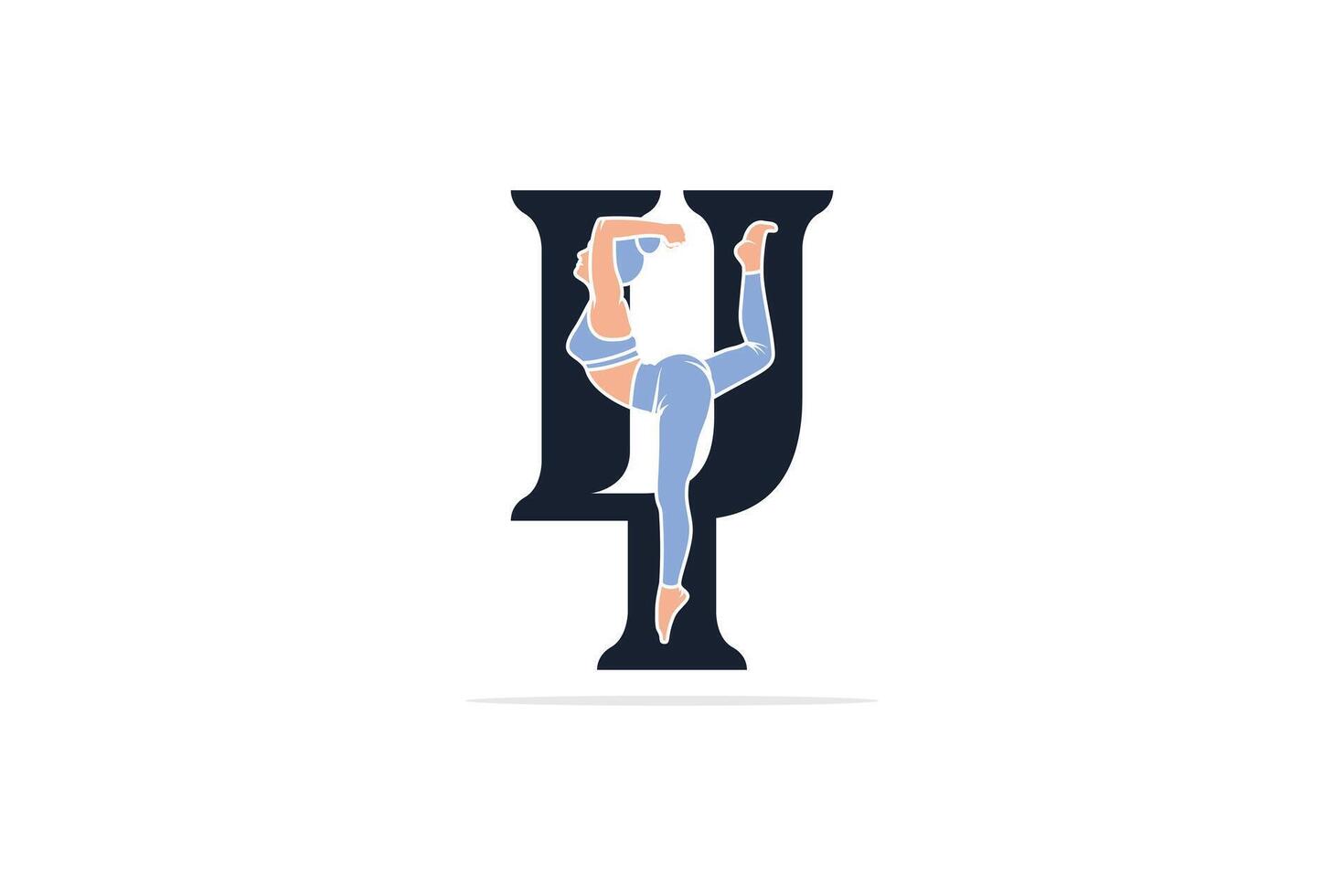 Deportes yoga mujer en letra y vector diseño. alfabeto letra icono concepto. Deportes joven mujer haciendo yoga ejercicios con letra y logo diseño.