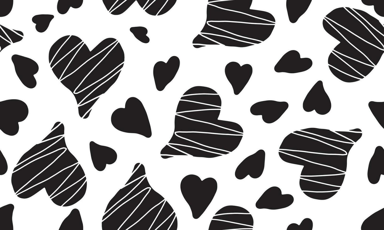hand-drawn doodle seamless pattern with hearts vector