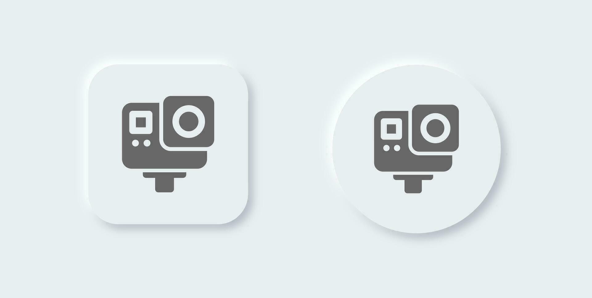 Action cam solid icon in neomorphic design style. Sport camera signs vector illustration.