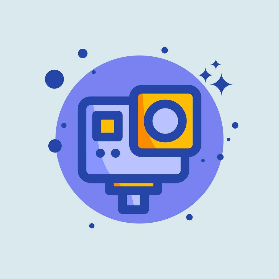 Action cam flat illustration. Sport camera signs vector illustration.