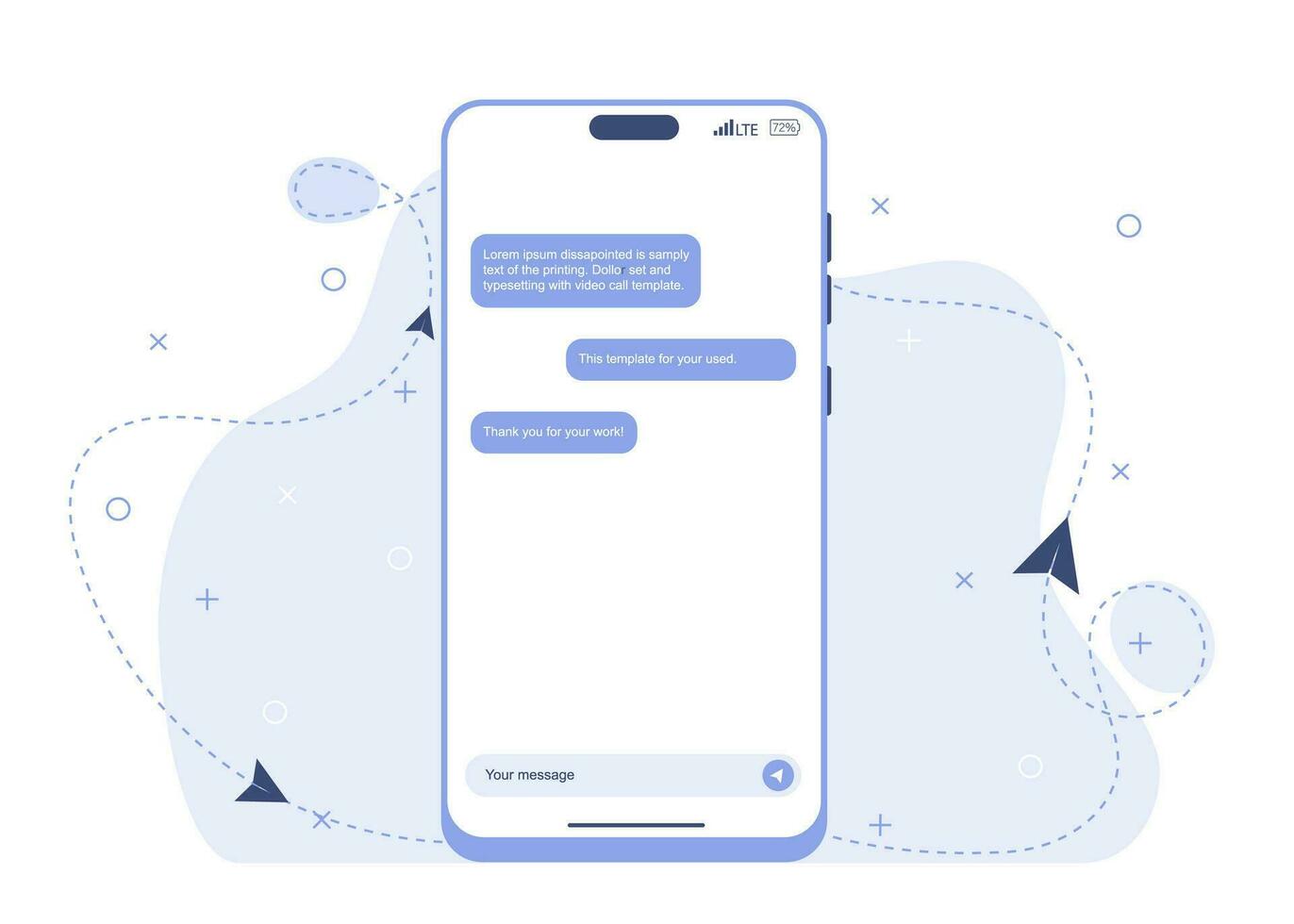 Online correspondence by phone. Modern illustration for your advertisement, presentation or website design vector