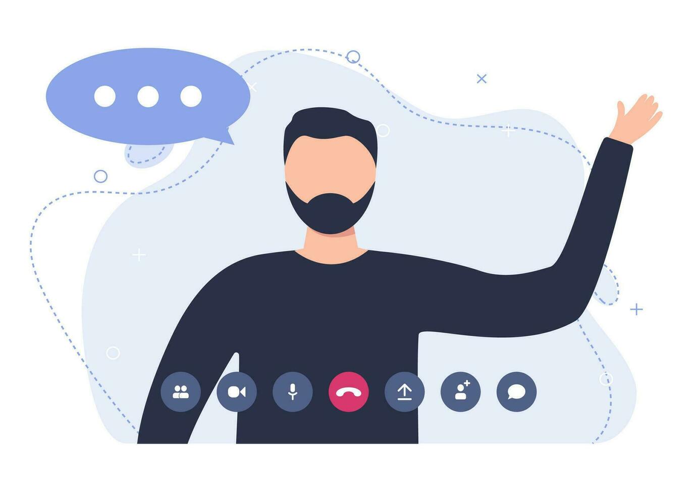 Young man student studies using a laptop application. The concept of online learning from home vector