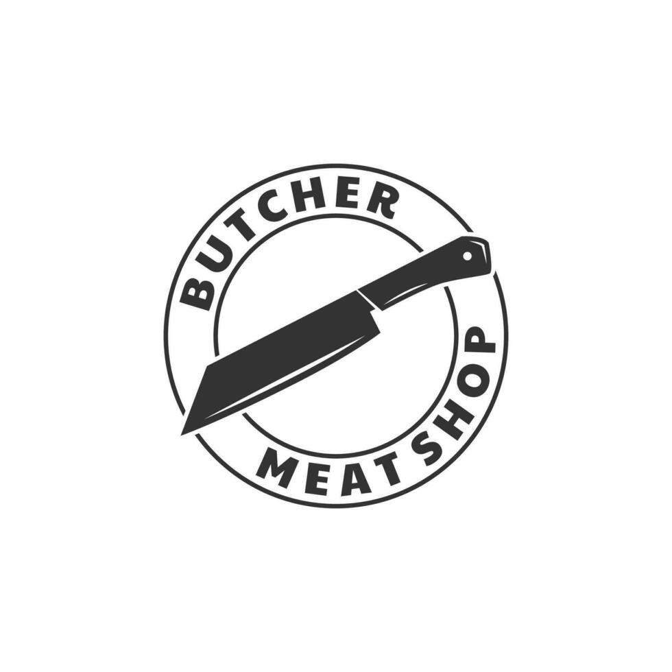 Butcher Knife Vintage Logo Template. vector