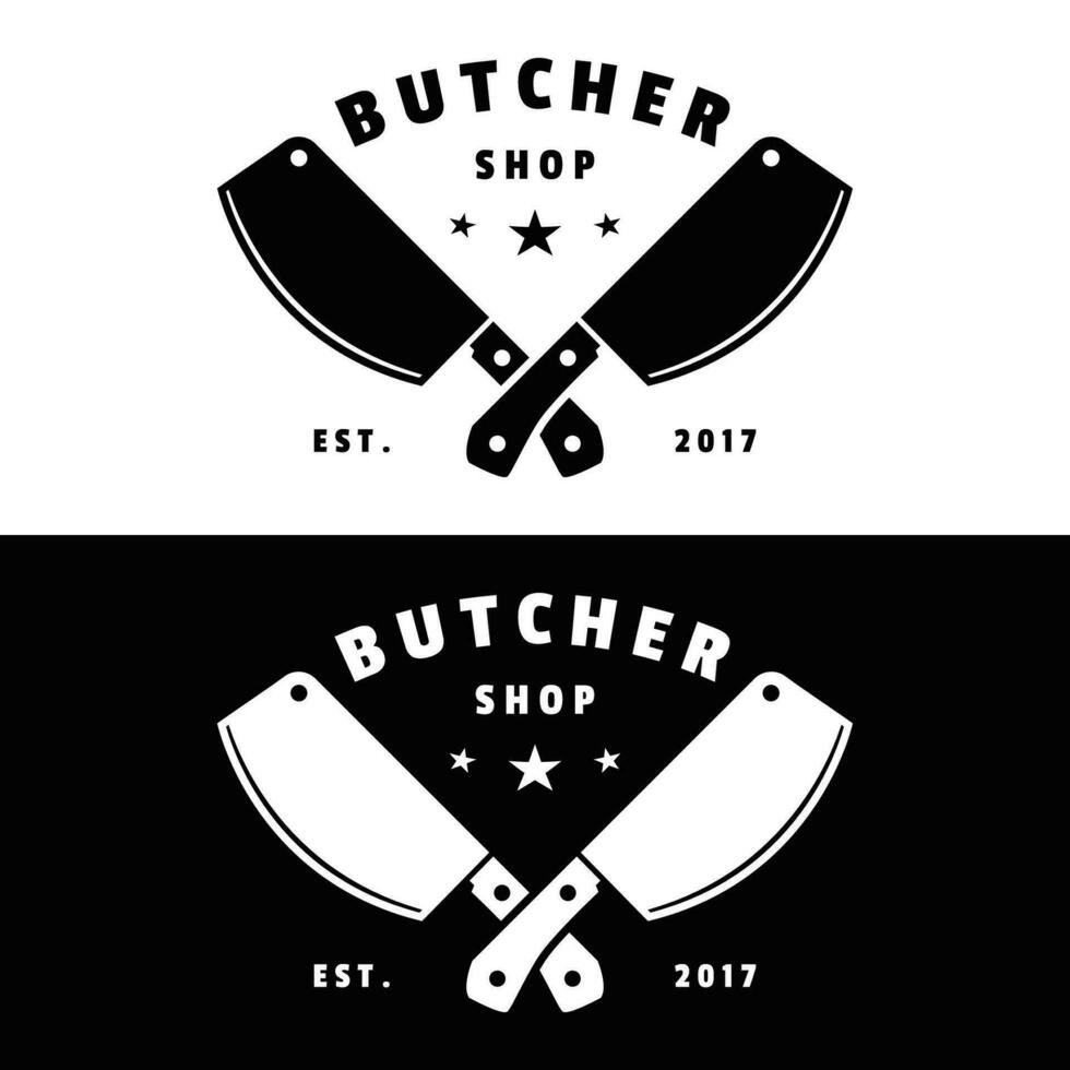 Butcher Knife Vintage Logo Template. vector
