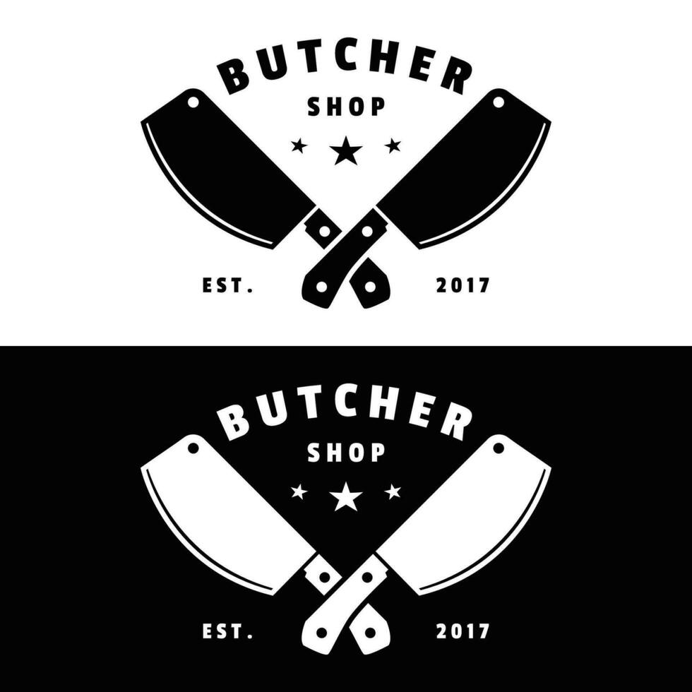 Butcher Knife Vintage Logo Template. vector