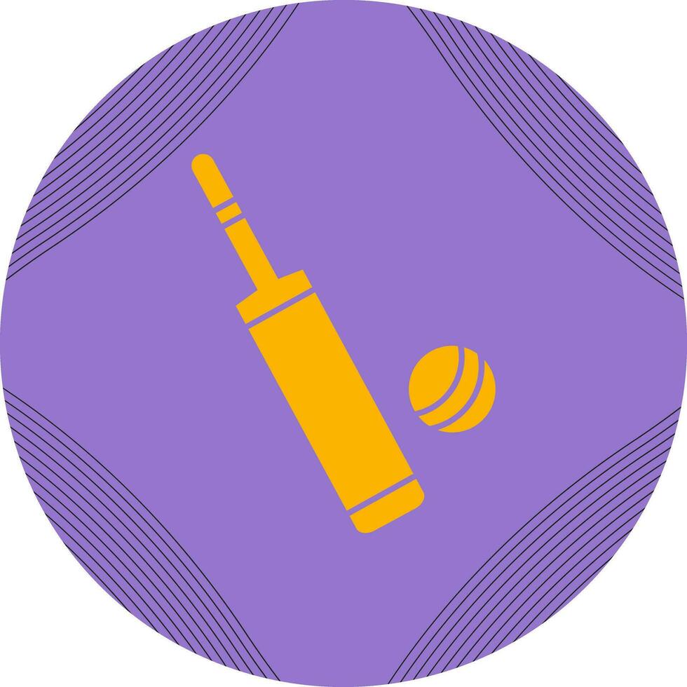 icono de vector de bola y bate de cricket