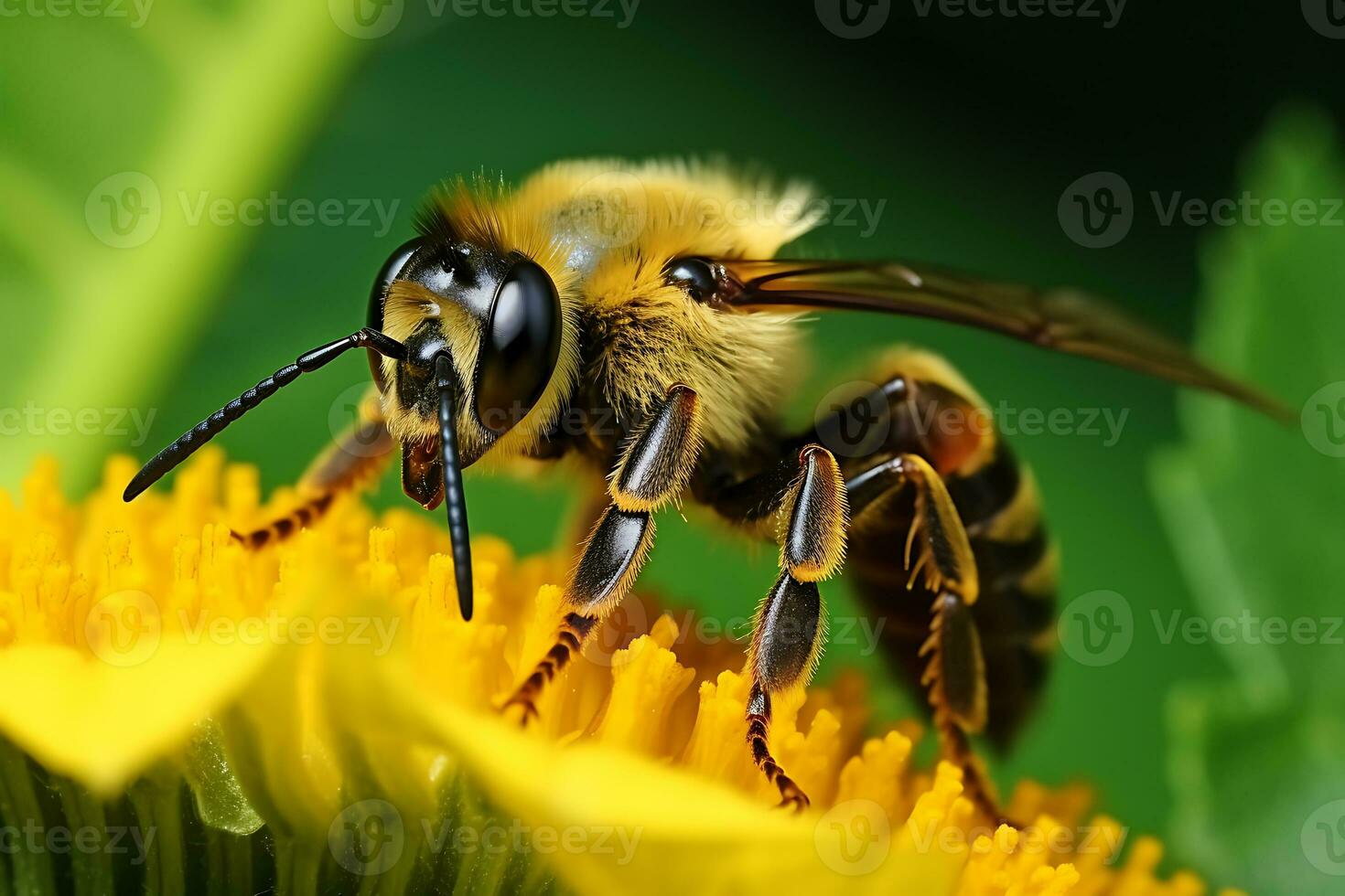 Closeup on a malewillughby leaf cutter bee photo