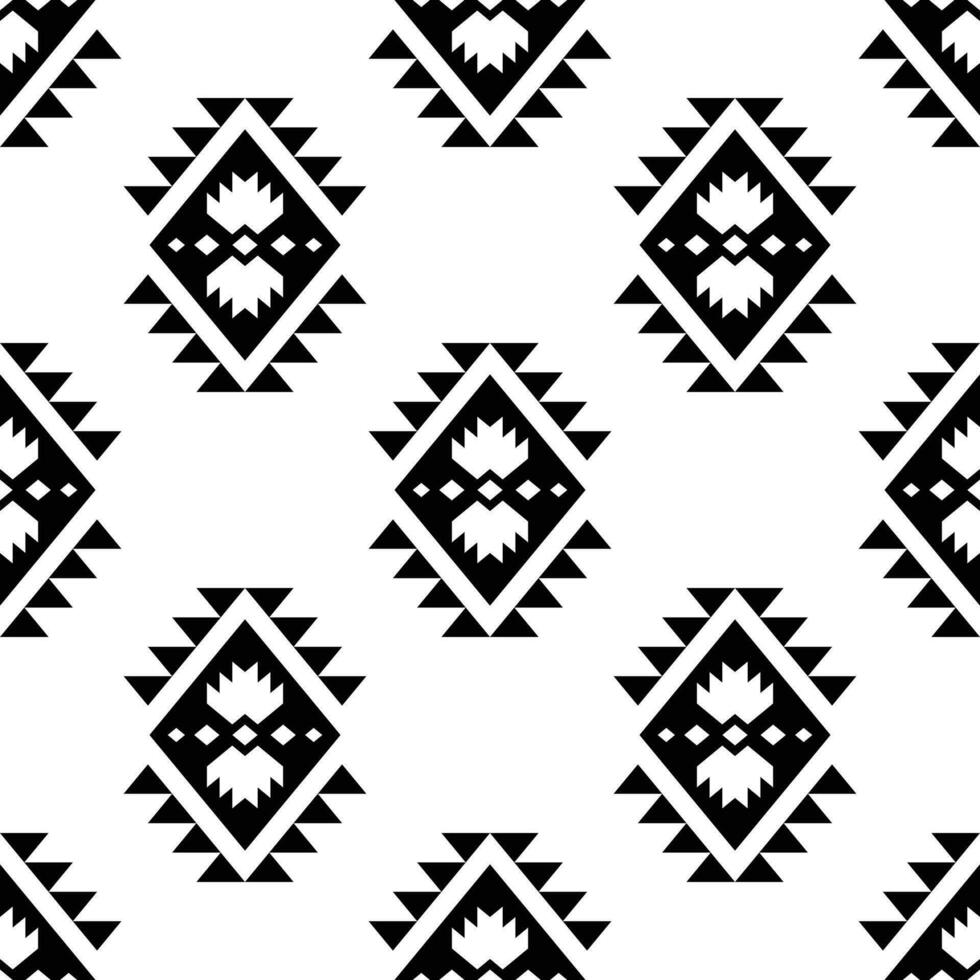 Seamless border repeat pattern with unique ethnic backdrop design. Aztec and Navajo tribal style. Black and white color. Design for textile, fabric, curtain, rug, shirt, frame. vector