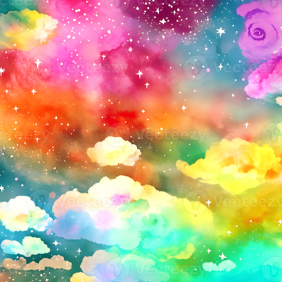 Watercolor Rainbow Dreamy Sky Background AI Generative png