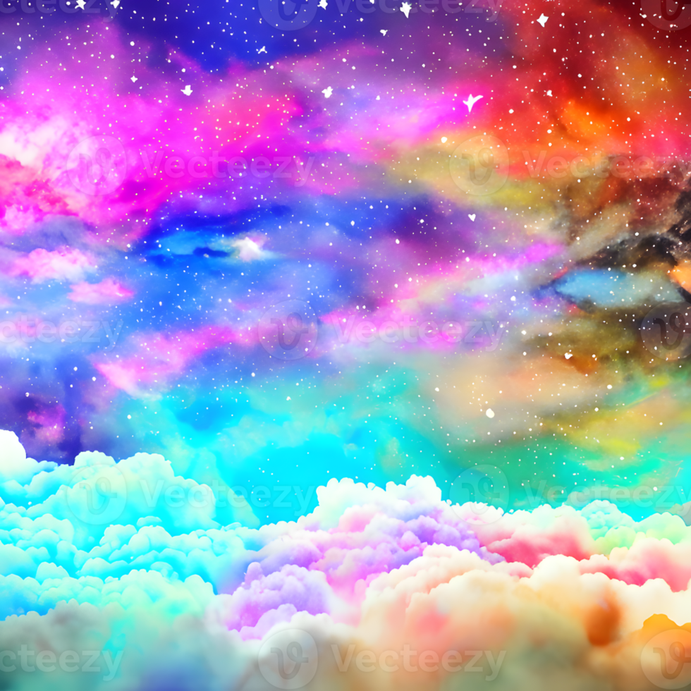 Watercolor Rainbow Dreamy Sky Background AI Generative png