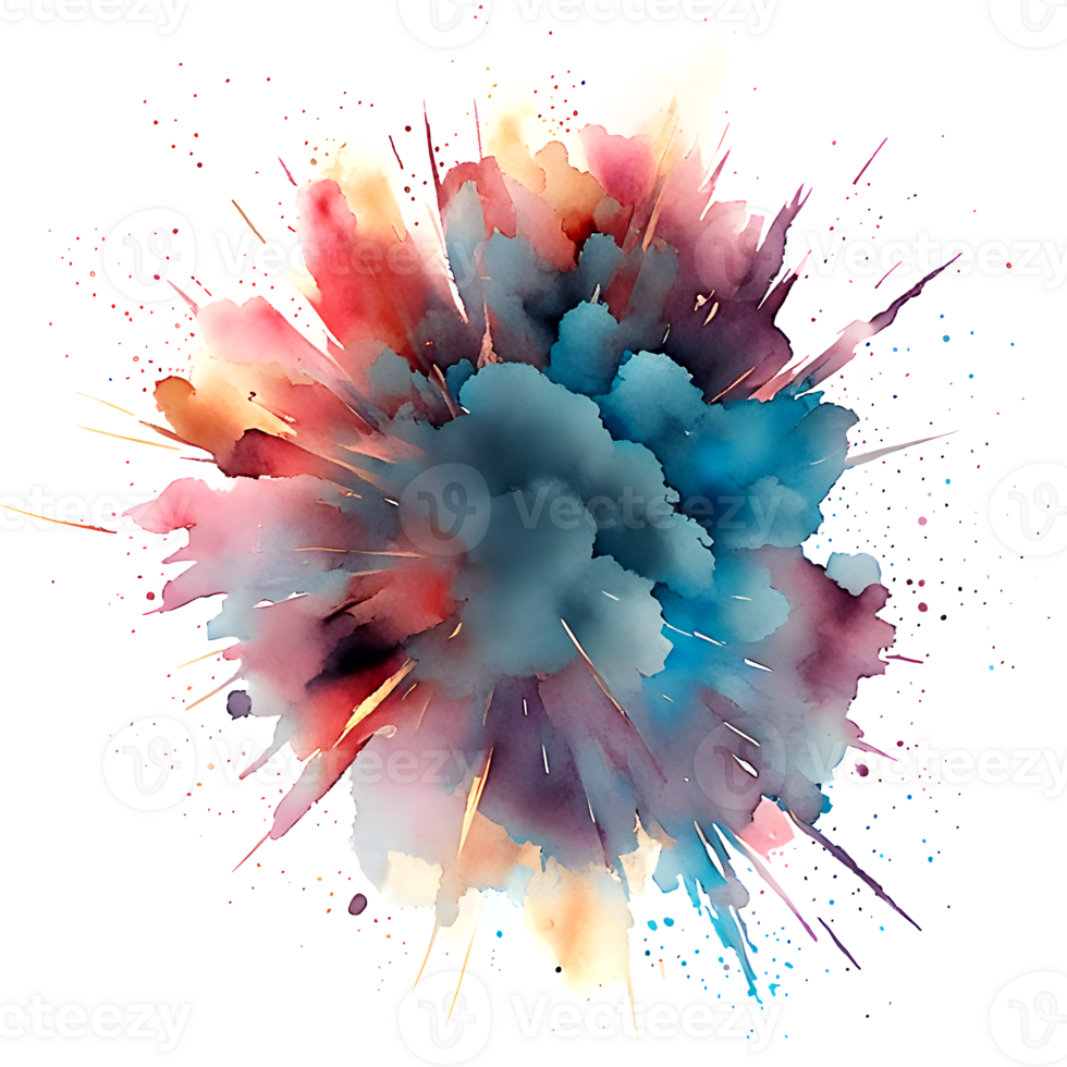 Watercolor Fireworks Splash Texture Element AI Generative png