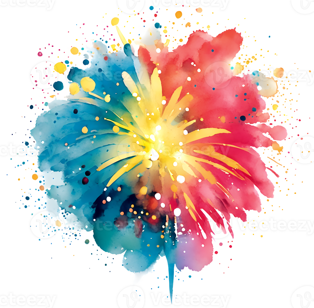 Watercolor Fireworks Splash Texture Element AI Generative png
