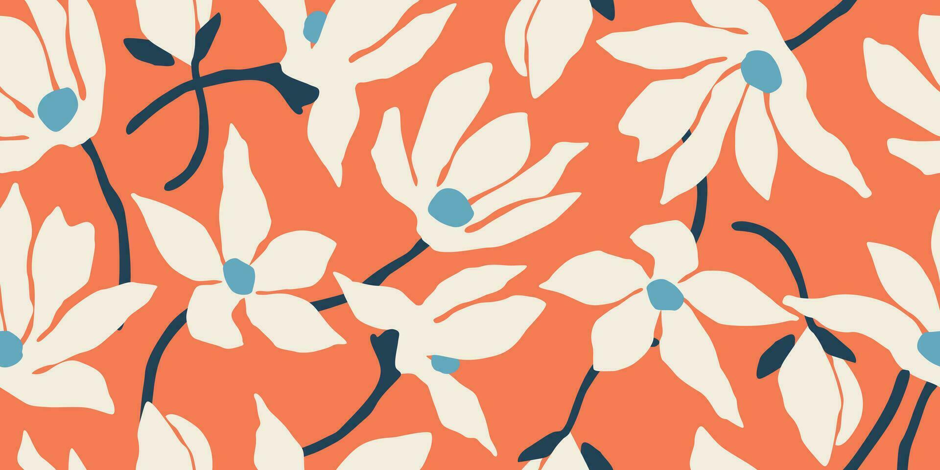 Exotic hand drawn flowers, seamless patterns with floral for fabric, textiles, clothing, wrapping paper, cover, banner, interior decor, abstract backgrounds. vector illustration.