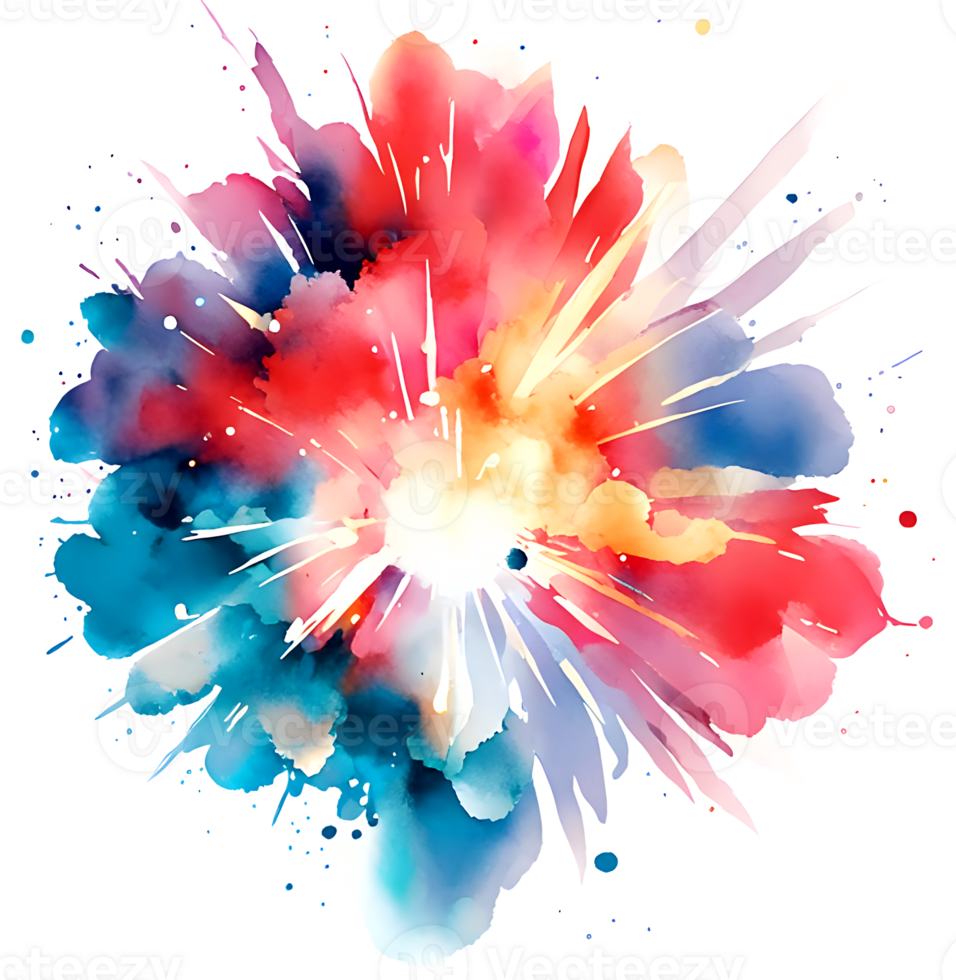 Watercolor Fireworks Splash Texture Element AI Generative png