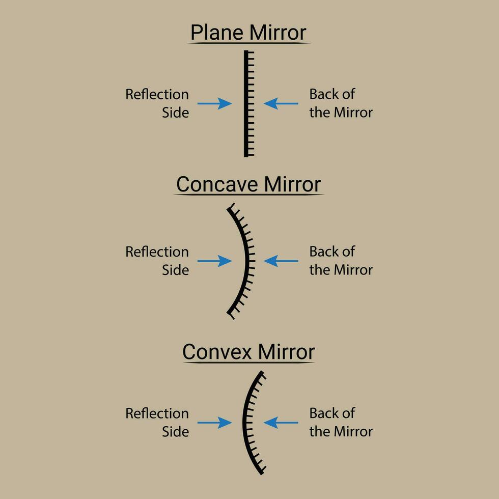 Plane, Concave, and Convex Mirrors 28095596 Vector Art at Vecteezy