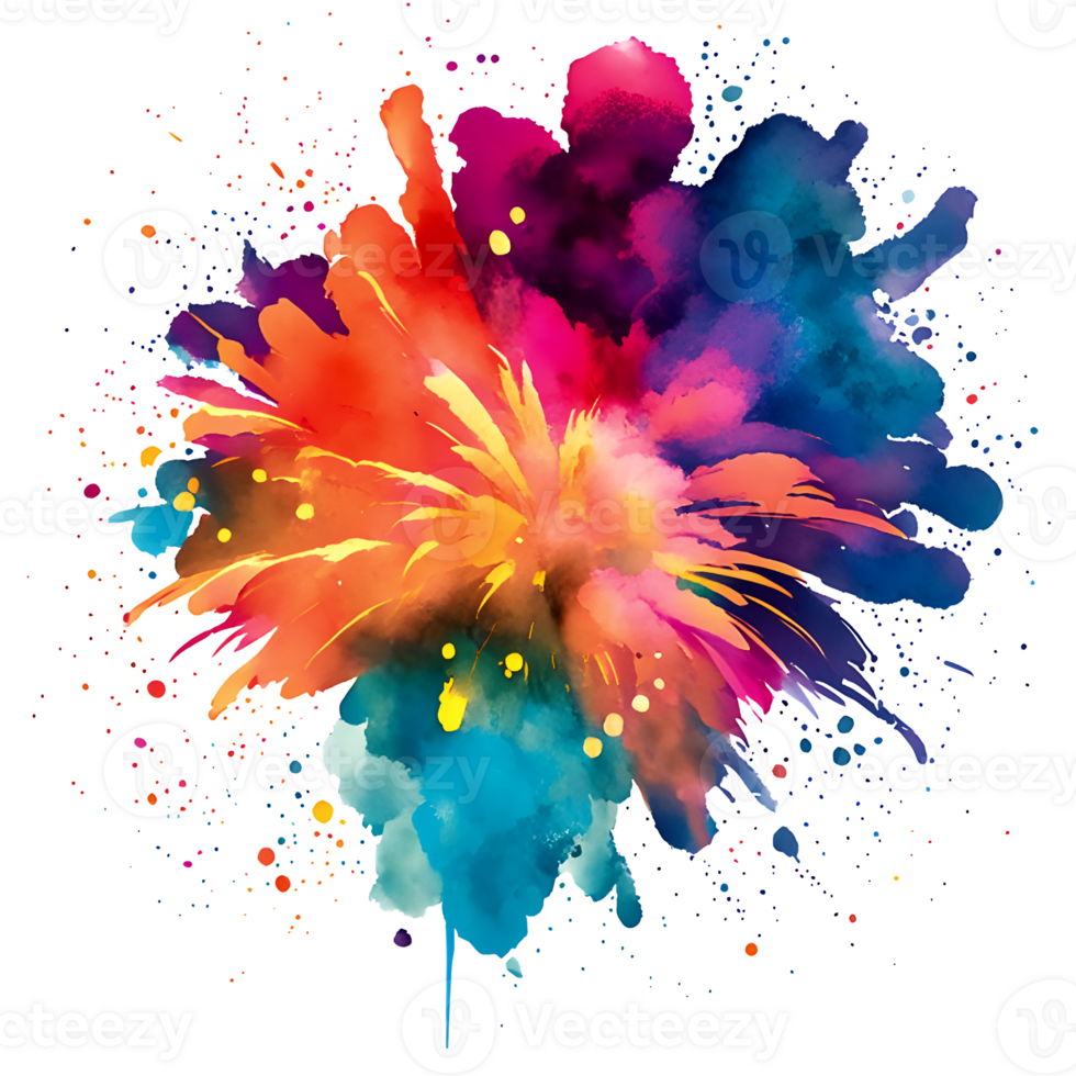 Watercolor Fireworks Splash Texture Element AI Generative png