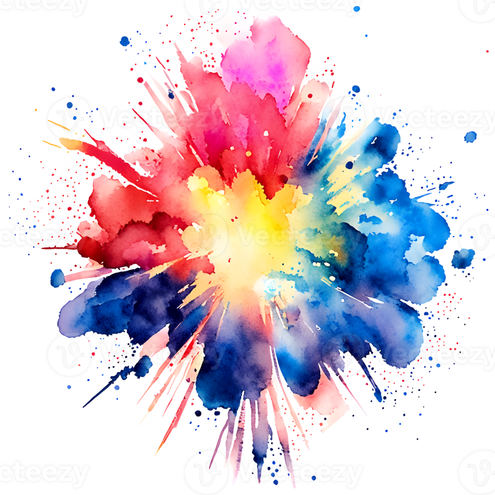 Watercolor Fireworks Splash Texture Element AI Generative png