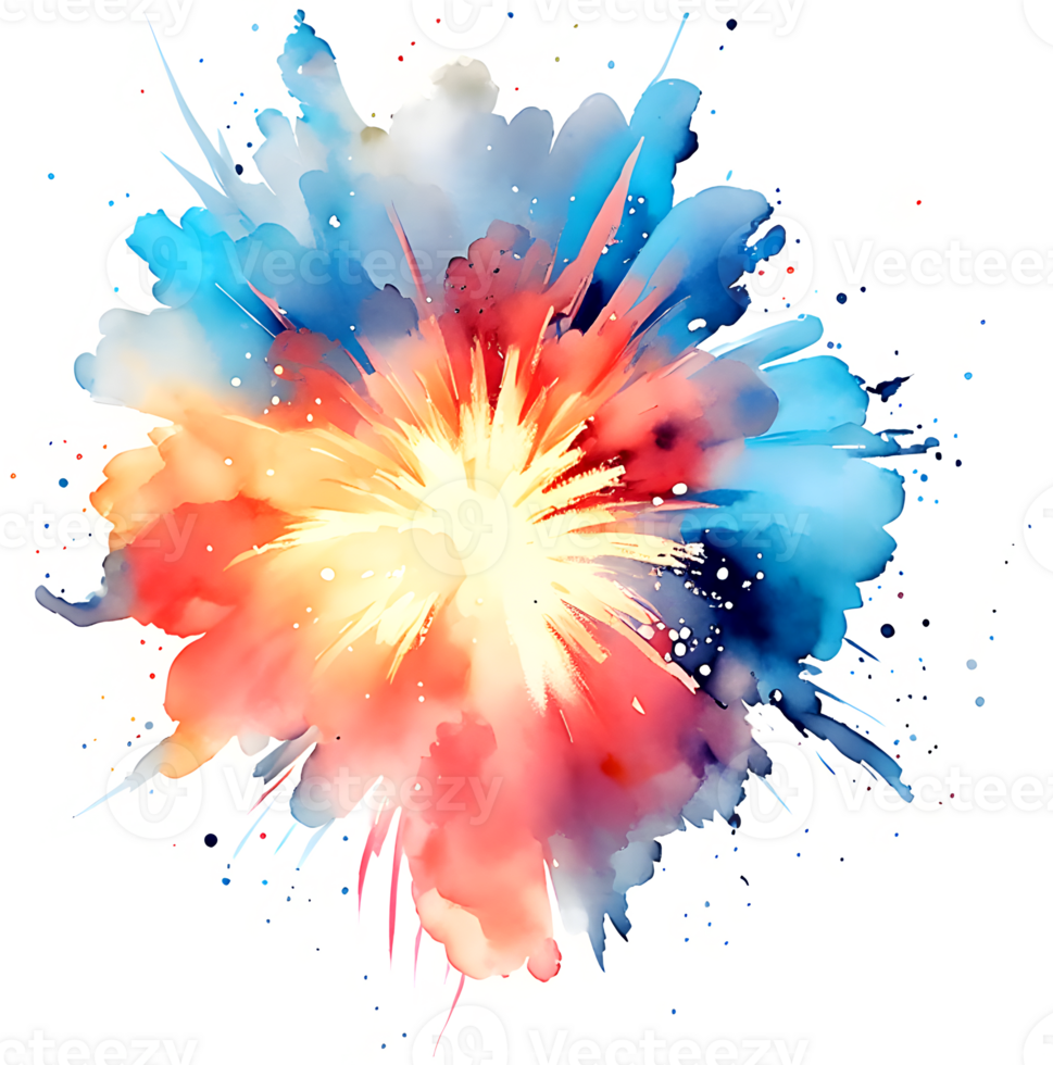 Watercolor Fireworks Splash Texture Element AI Generative png