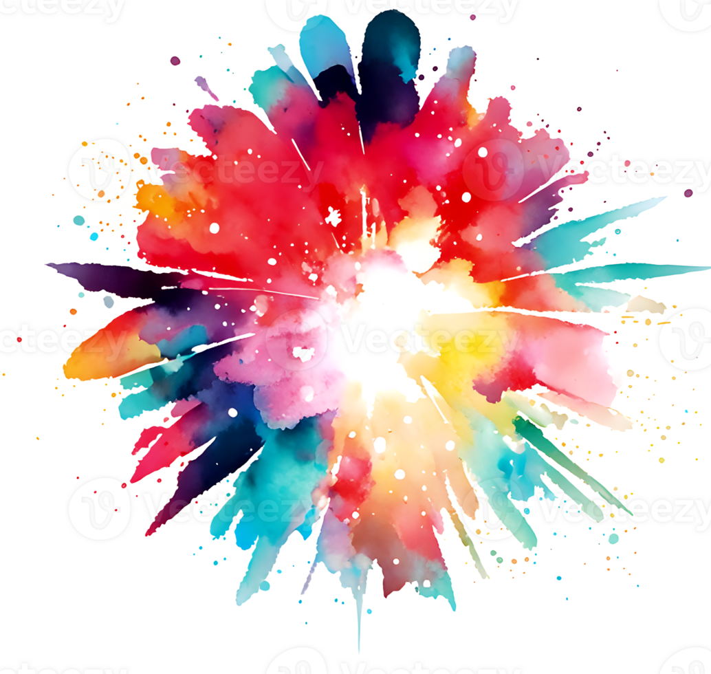 Watercolor Fireworks Splash Texture Element AI Generative png