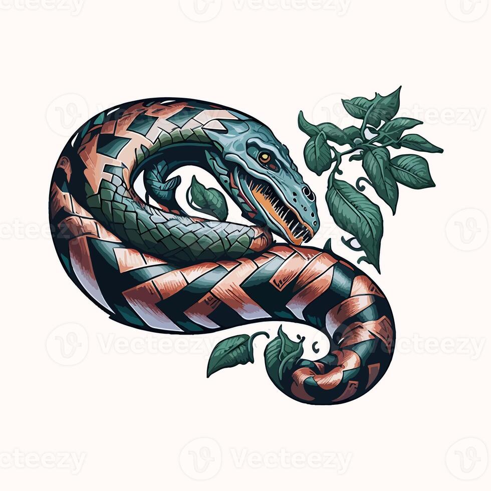 vector bosquejo de moda fantasía tatuaje diseño para vestir y t camisas pegatina, mascota, tatuaje, rosa, serpiente, fantasía, demonio, obra de arte, textil, fauna silvestre, mano dibujado, ilustración, enojado, imprimir, esqueleto. foto