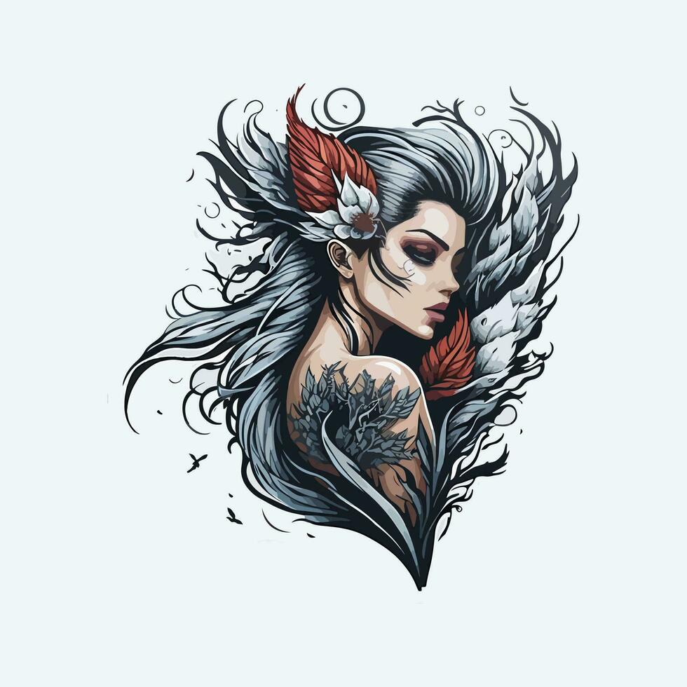 vector bosquejo de moda fantasía tatuaje diseño para vestir y t camisas pegatina, mascota, tatuaje, rosa, serpiente, fantasía, demonio, obra de arte, textil, fauna silvestre, mano dibujado, ilustración, enojado, imprimir, esqueleto.