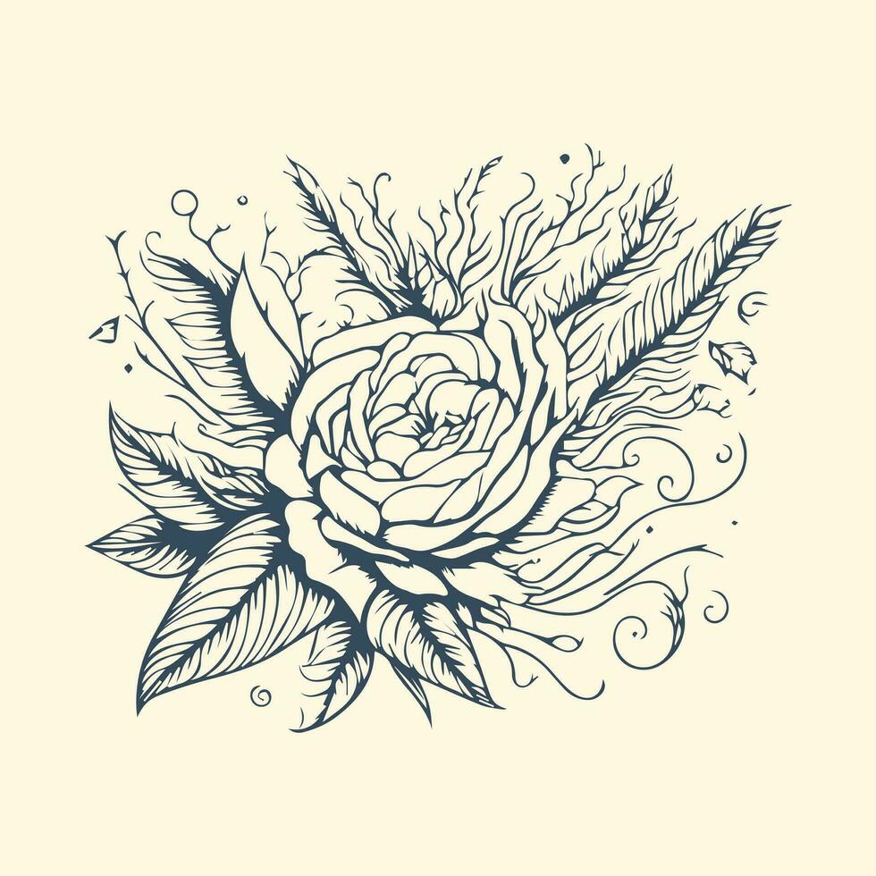 Vector sketch trendy fantasy tattoo design for apparel and t shirts. sticker, mascot, tattoo, rose, snake, fantasy, devil, artwork, textile, wildlife, hand drawn, illustration, angry, print, skeleton.