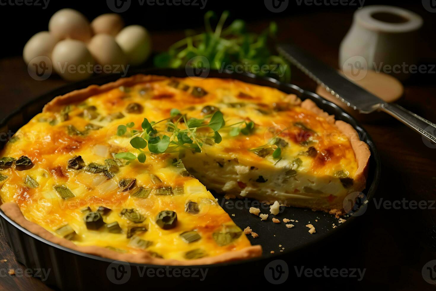 fresh homemade frittata with food ingridients photo